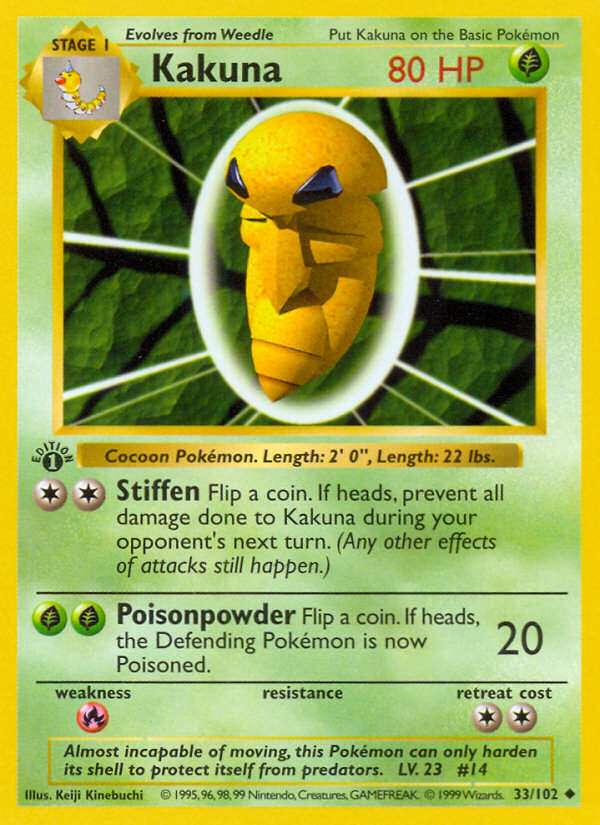 Kakuna (33/102) (Shadowless) [Base Set 1st Edition] | Card Citadel