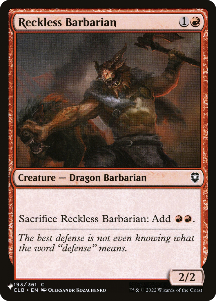 Reckless Barbarian [The List] | Card Citadel