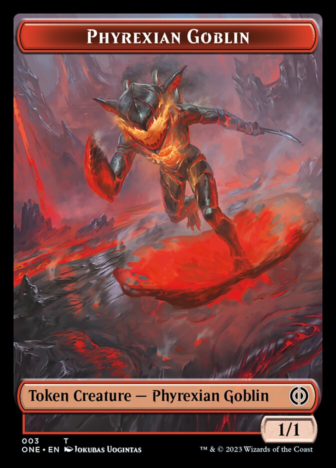 Rebel // Phyrexian Goblin Double-Sided Token [Phyrexia: All Will Be One Tokens] | Card Citadel