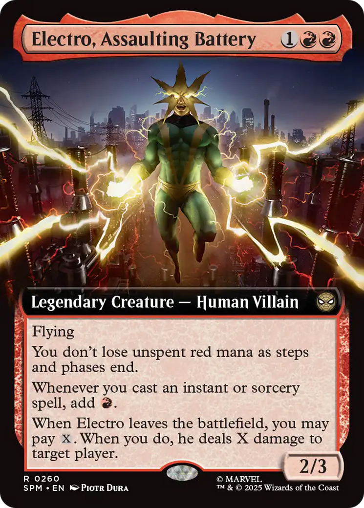 Electro, Assaulting Battery (Extended Art) [Marvel's Spider-Man] | Card Citadel