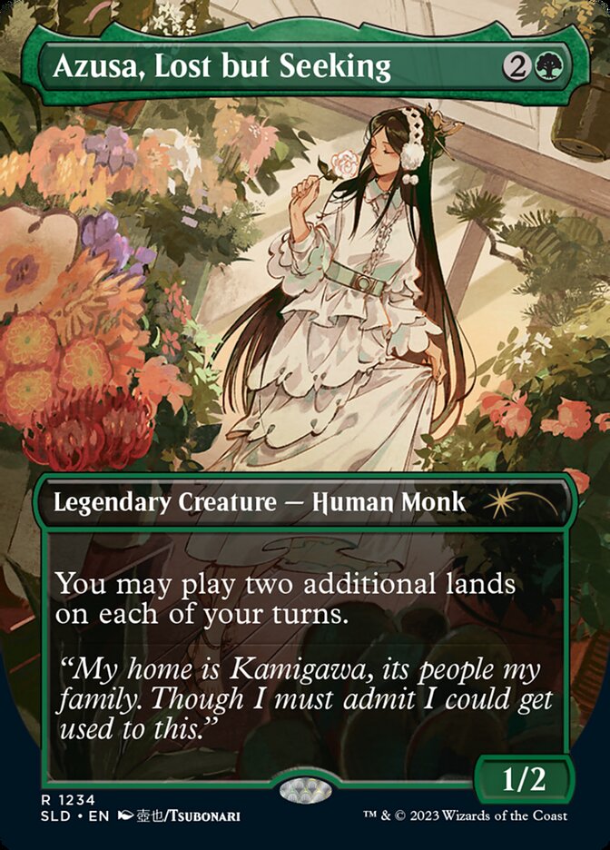 Azusa, Lost but Seeking (Borderless) [Secret Lair Drop Series] | Card Citadel