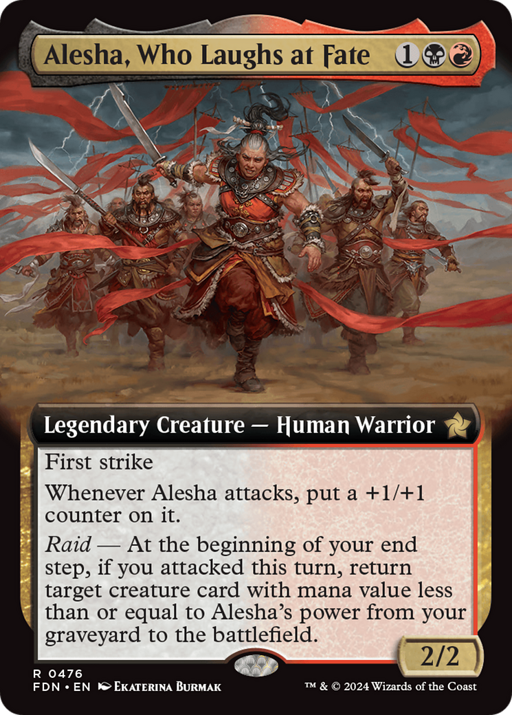 Alesha, Who Laughs at Fate (Extended Art) [Foundations] | Card Citadel