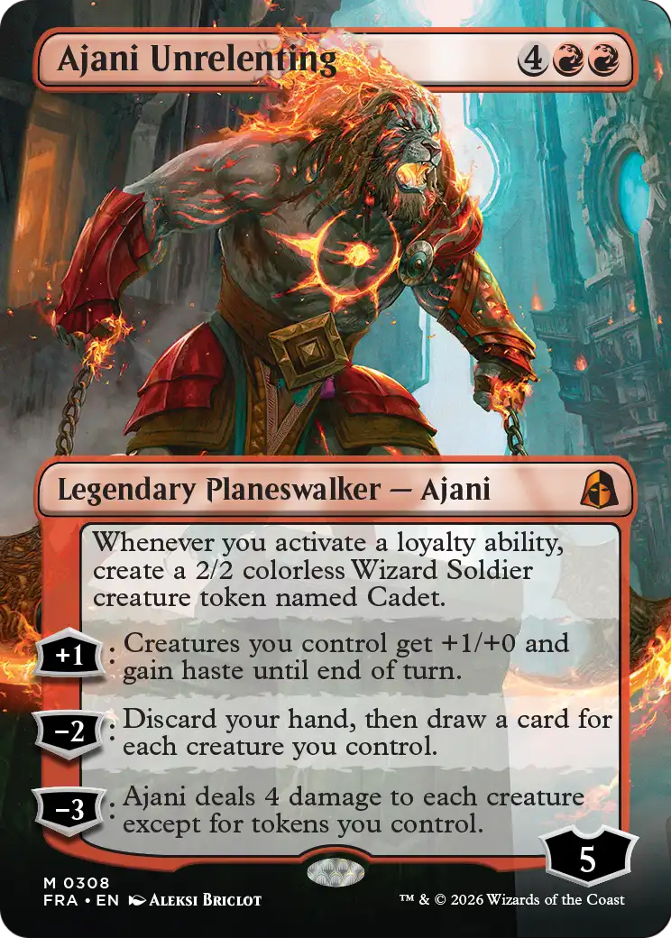 Ajani Unrelenting (Borderless) [Reality Fracture] | Card Citadel