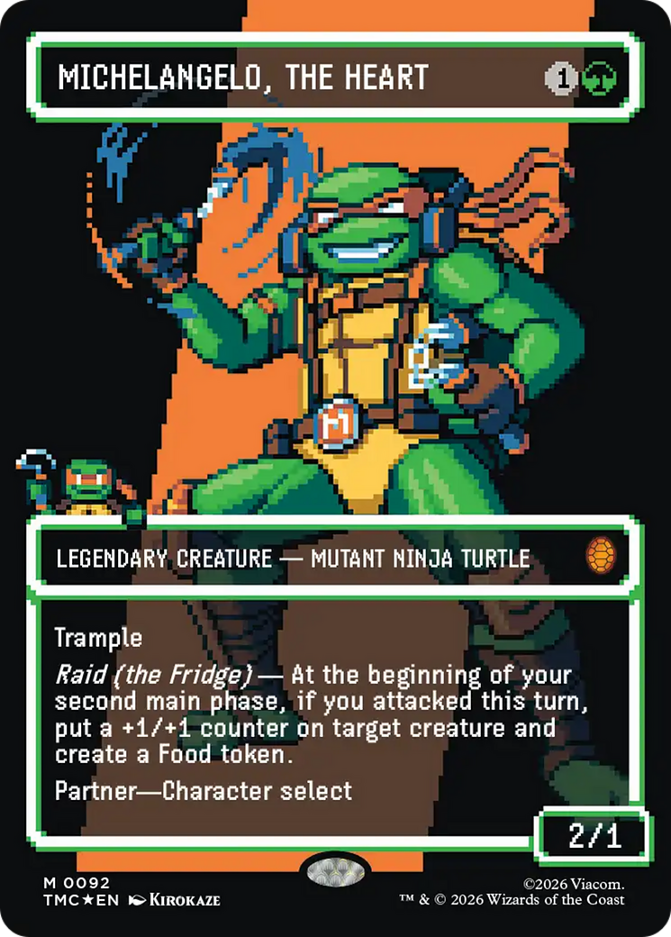 Michelangelo, the Heart (0093) (Borderless) (Surge Foil) [Teenage Mutant Ninja Turtles Commander] | Card Citadel