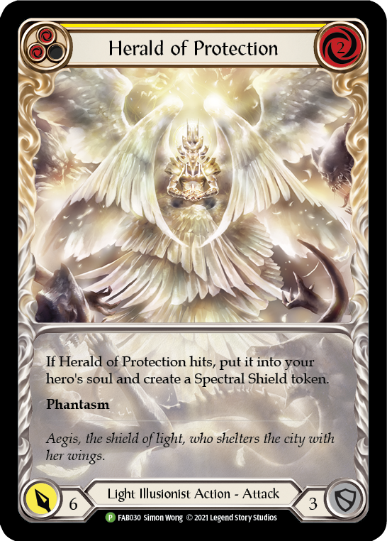 Herald of Protection (Yellow Extended Art) [FAB030] (Promo)  Rainbow Foil | Card Citadel