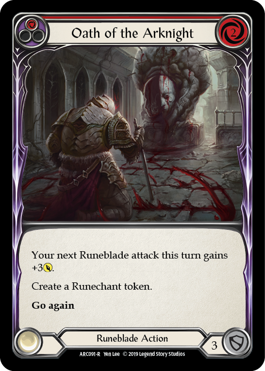Oath of the Arknight (Red) [ARC091-R] (Arcane Rising)  1st Edition Rainbow Foil | Card Citadel