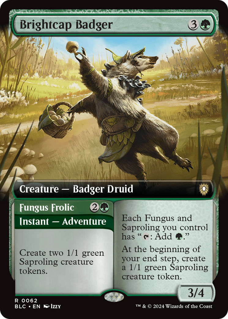 Brightcap Badger // Fungus Frolic (Extended Art) [Bloomburrow Commander] | Card Citadel