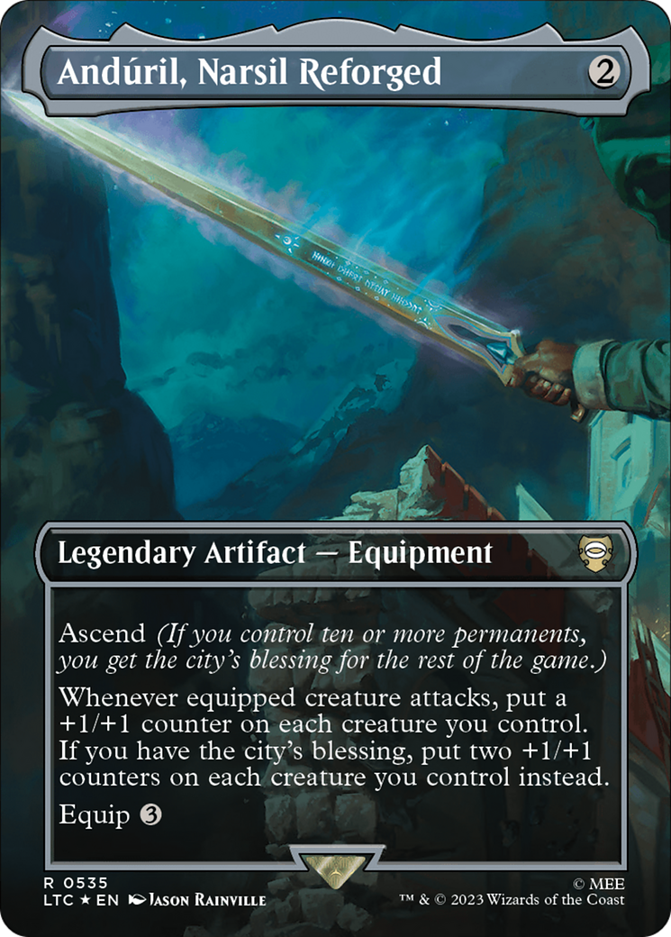 Anduril, Narsil Reforged (Borderless) (Surge Foil) [The Lord of the Rings: Tales of Middle-Earth Commander] | Card Citadel