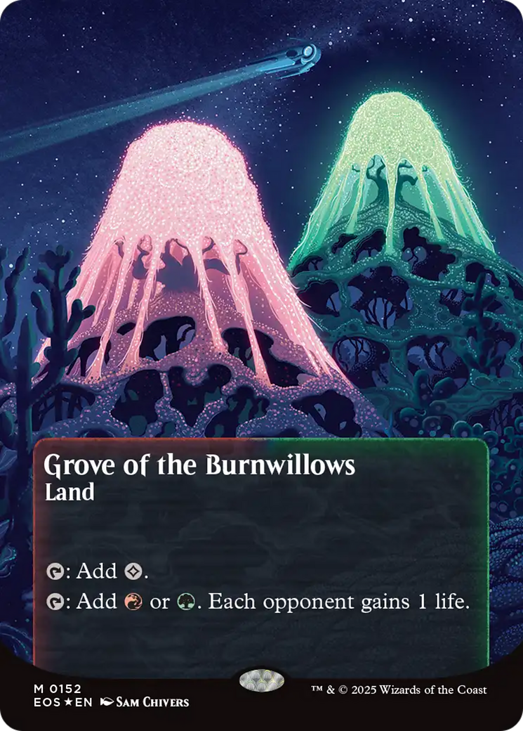 Grove of the Burnwillows (0152) (Borderless) (Galaxy Foil) [Edge of Eternities: Stellar Sights] | Card Citadel