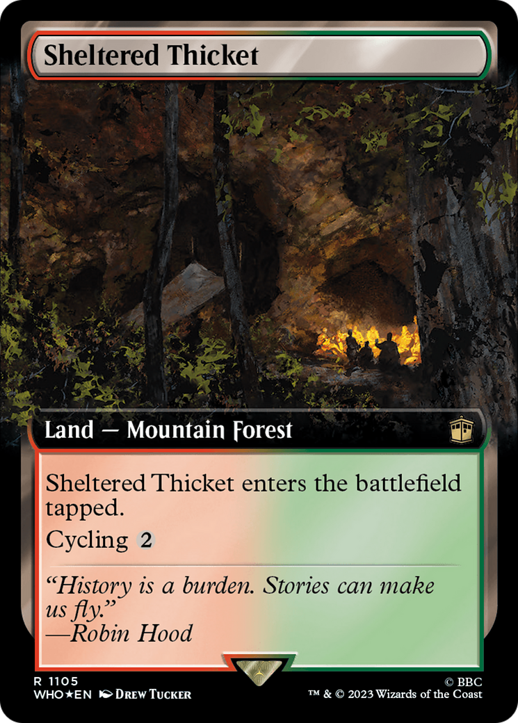 Sheltered Thicket (Extended Art) (Surge Foil) [Doctor Who] | Card Citadel