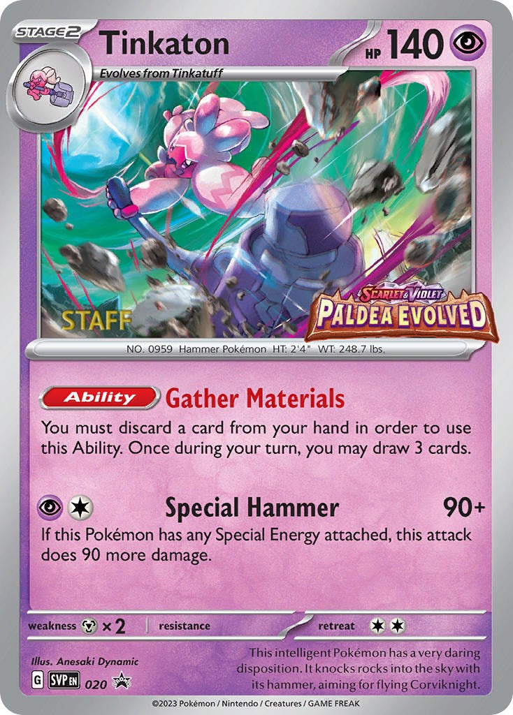 Tinkaton (020) (Staff Promo) [Scarlet & Violet: Black Star Promos] | Card Citadel