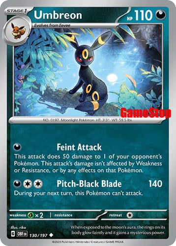 Umbreon (130/197) (GameStop Exclusive) [Scarlet & Violet: Obsidian Flames] | Card Citadel