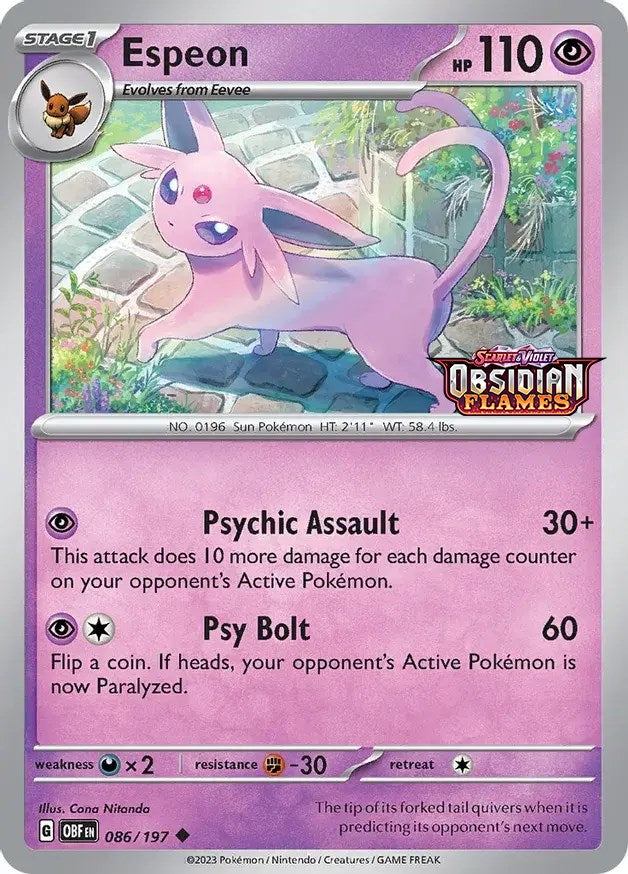 Espeon (086/197) (Best Buy Exclusive) [Scarlet & Violet: Obsidian Flames] | Card Citadel