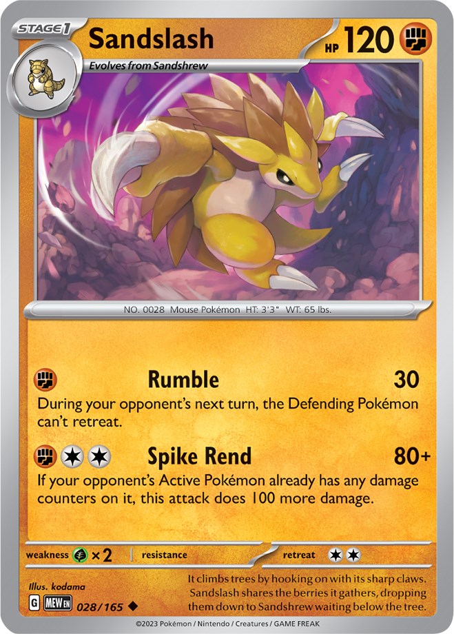 Sandslash (028/165) [Scarlet & Violet: 151] | Card Citadel