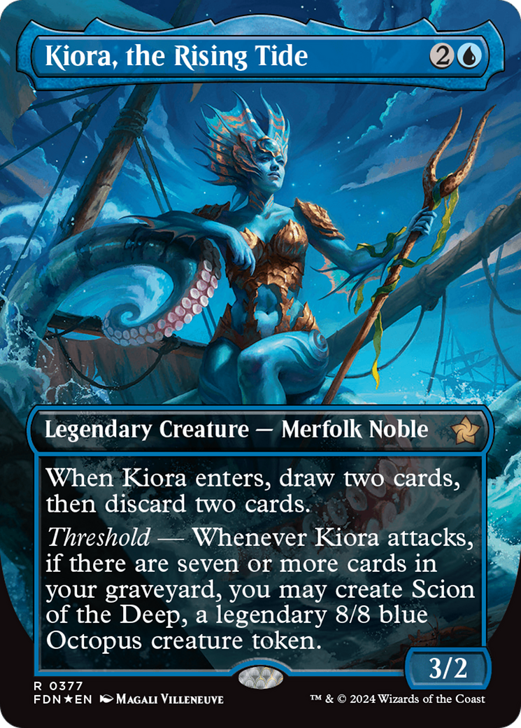 Kiora, the Rising Tide (Borderless) (Mana Foil) [Foundations] | Card Citadel