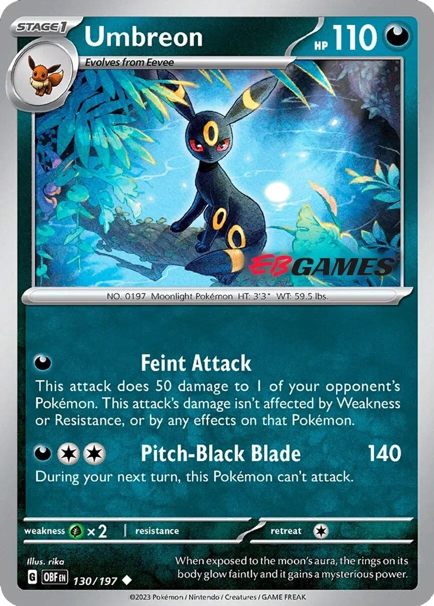 Umbreon (130/197) (EBGames Exclusive) [Scarlet & Violet: Obsidian Flames] | Card Citadel