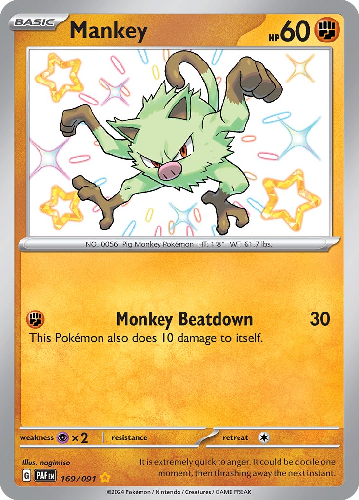 Mankey (169/091) [Scarlet & Violet: Paldean Fates] | Card Citadel