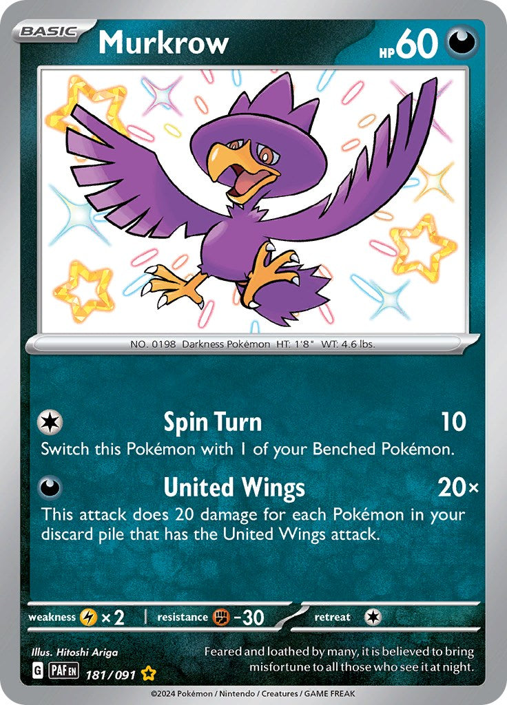 Murkrow (181/091) [Scarlet & Violet: Paldean Fates] | Card Citadel