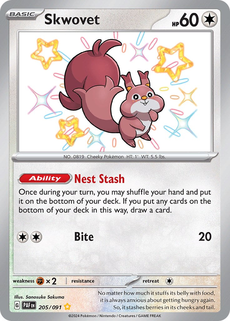 Skwovet (205/091) [Scarlet & Violet: Paldean Fates] | Card Citadel