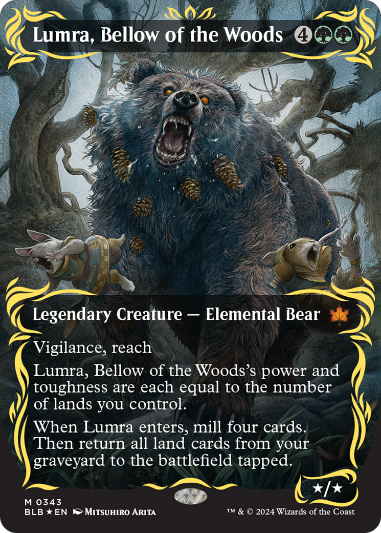 Lumra, Bellow of the Woods (Borderless) (Raised Foil) [Bloomburrow] | Card Citadel