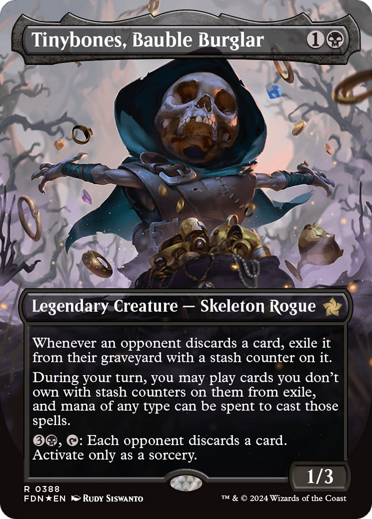 Tinybones, Bauble Burglar (Borderless) (Mana Foil) [Foundations] | Card Citadel