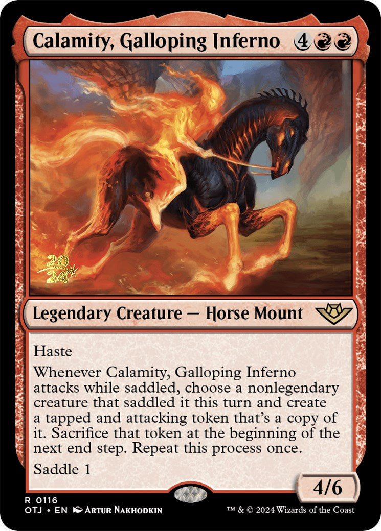 Calamity, Galloping Inferno [Outlaws of Thunder Junction Prerelease Promos] | Card Citadel