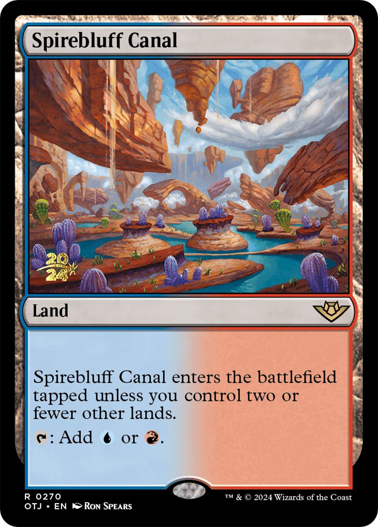 Spirebluff Canal (OTJ) [Outlaws of Thunder Junction Prerelease Promos] | Card Citadel