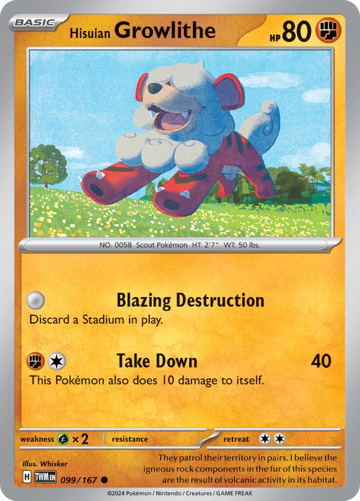 Hisuian Growlithe (099/167) [Scarlet & Violet: Twilight Masquerade] | Card Citadel