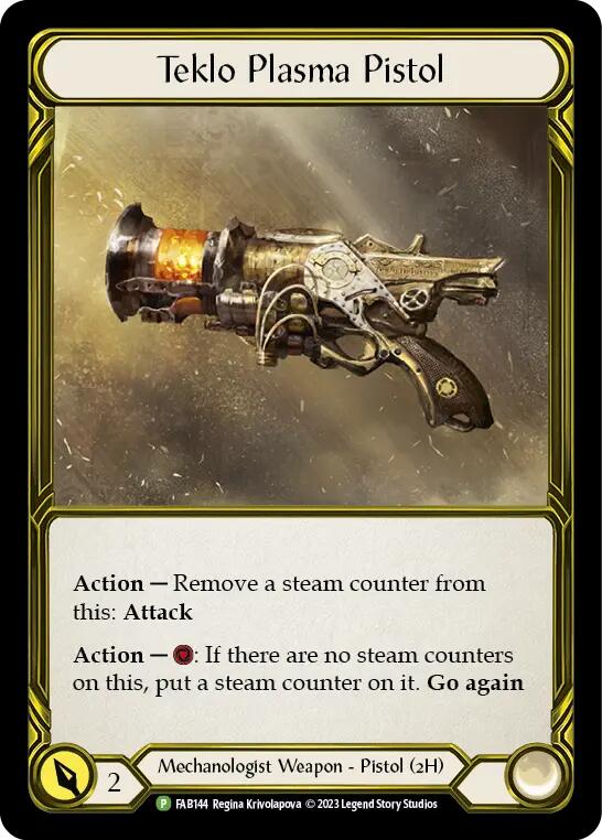 Teklo Plasma Pistol (Golden) [FAB144] (Promo)  Cold Foil | Card Citadel