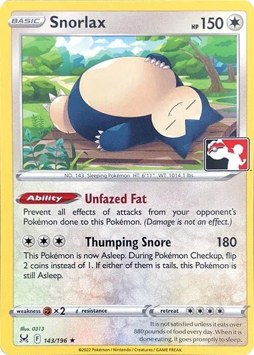 Snorlax (143/196) [Prize Pack Series Three] | Card Citadel