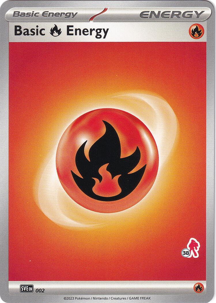 Basic Fire Energy (002) (Armarouge Stamp #38) [Battle Academy 2024] | Card Citadel
