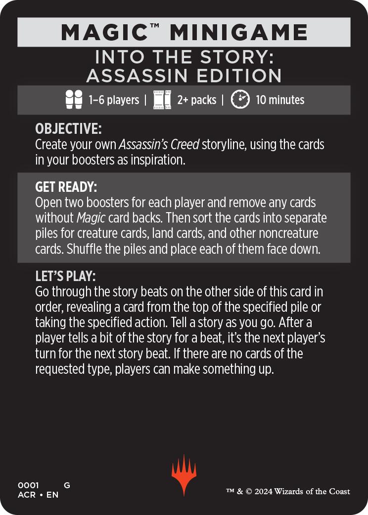 Into The Story: Assassin Edition (Magic Minigame) [Assassin's Creed Minigame] | Card Citadel