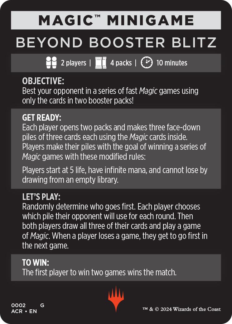 Beyond Booster Blitz (Magic Minigame) [Assassin's Creed Minigame] | Card Citadel