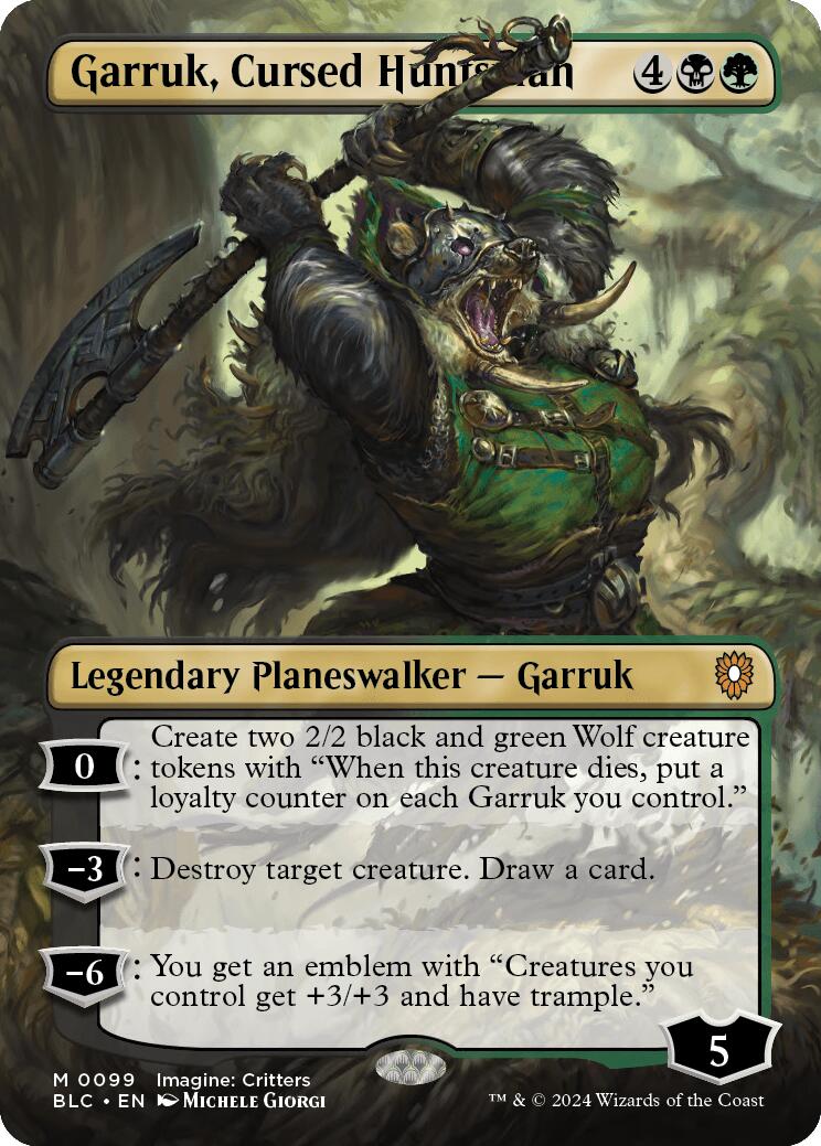 Garruk, Cursed Huntsman (Borderless) [Bloomburrow Commander] | Card Citadel