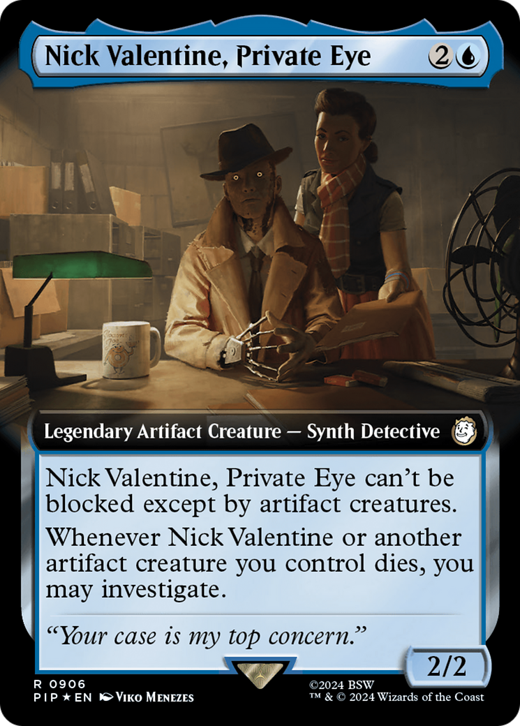 Nick Valentine, Private Eye (Extended Art) (Surge Foil) [Fallout] | Card Citadel