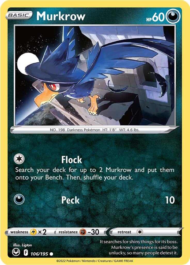 Murkrow (106/195) [Sword & Shield: Silver Tempest] | Card Citadel