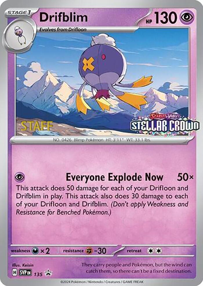 Drifblim (135) (Staff Promo) [Scarlet & Violet: Black Star Promos] | Card Citadel