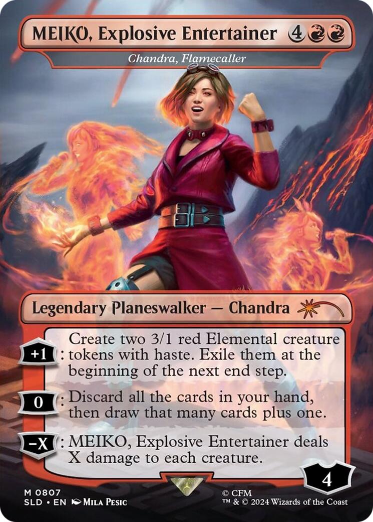 MEIKO, Explosive Entertainer - Chandra, Flamecaller (Rainbow Foil) [Secret Lair Drop Series] | Card Citadel