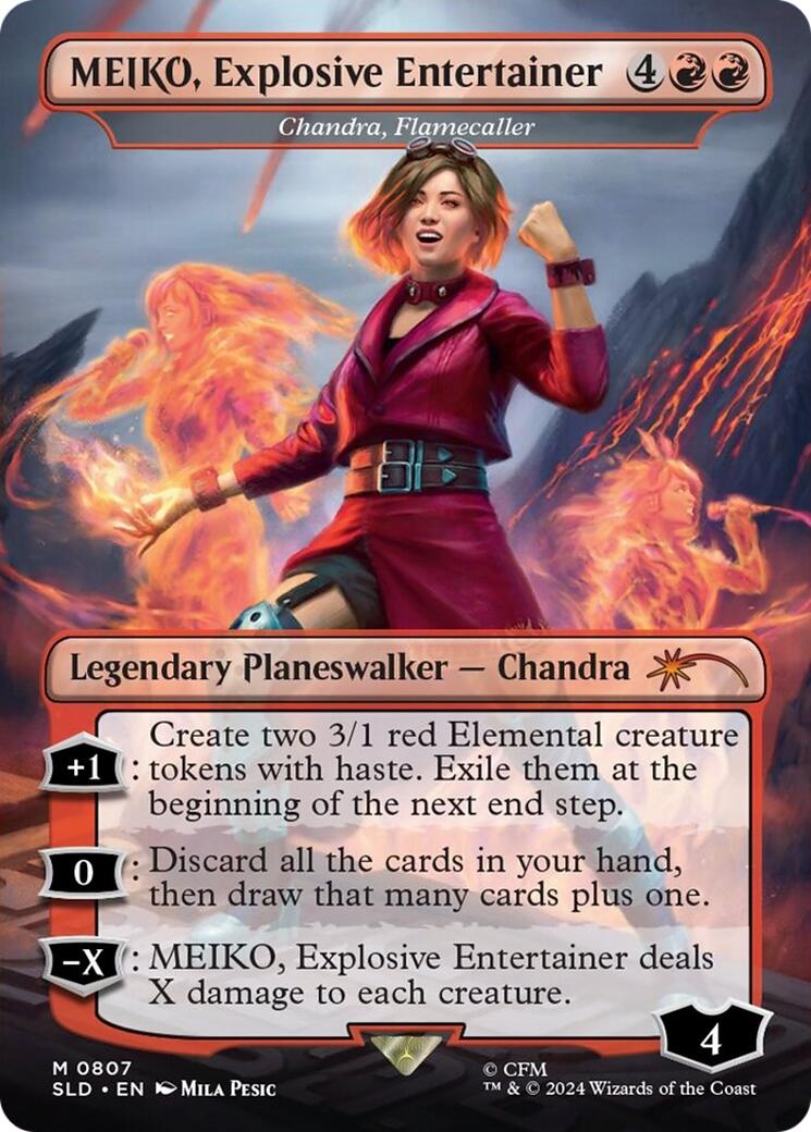 MEIKO, Explosive Entertainer - Chandra, Flamecaller (Rainbow Foil) (Japanese) [Secret Lair Drop Series] | Card Citadel
