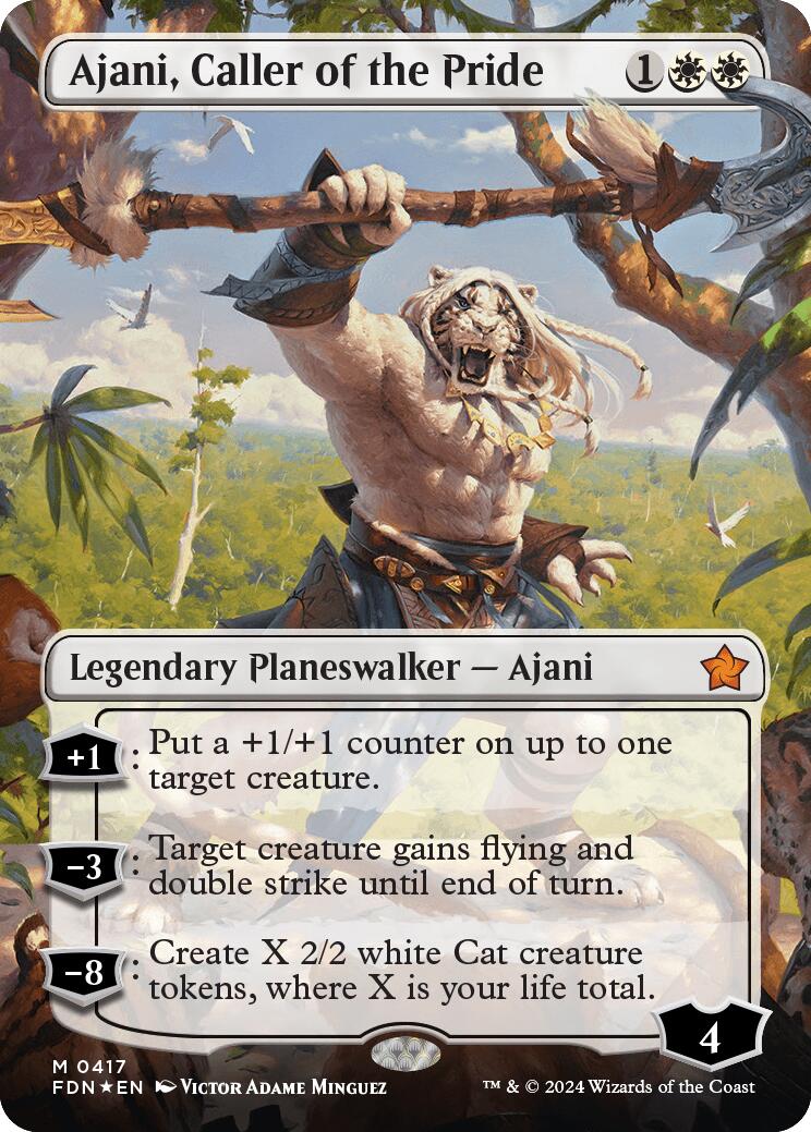 Ajani, Caller of the Pride (Borderless) (Mana Foil) [Foundations] | Card Citadel