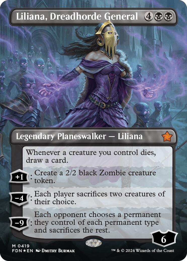 Liliana, Dreadhorde General (Borderless) (Mana Foil) [Foundations] | Card Citadel