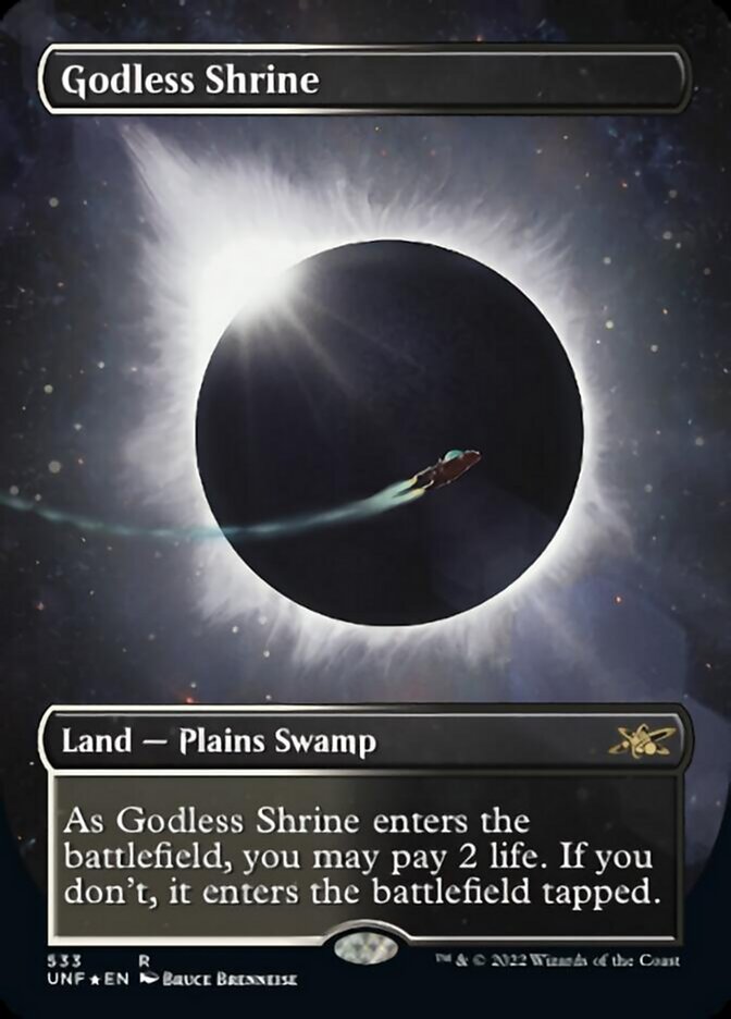Godless Shrine (Borderless) (Galaxy Foil) [Unfinity] | Card Citadel