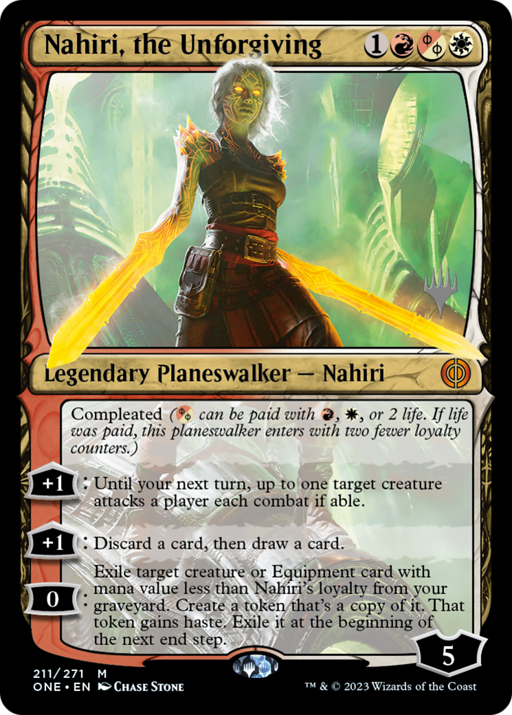 Nahiri, the Unforgiving (Promo Pack) [Phyrexia: All Will Be One Promos] | Card Citadel