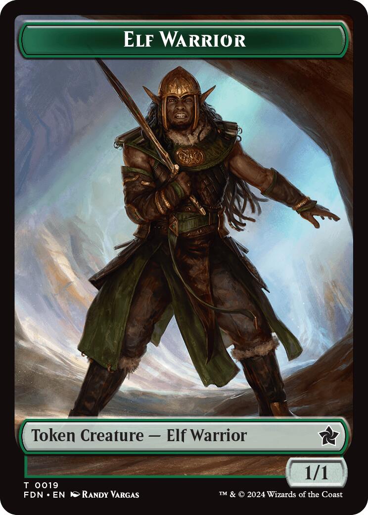 Elf Warrior // Raccoon Doubled-Sided Token [Foundations Tokens] | Card Citadel