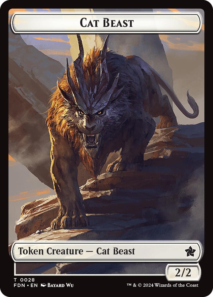 Cat Beast // Dragon (0017) Double-Sided Token [Foundations Tokens] | Card Citadel