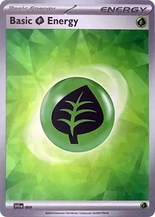 Basic Grass Energy (009) (Cracked Ice Holo) [Scarlet & Violet: Stellar Crown] | Card Citadel