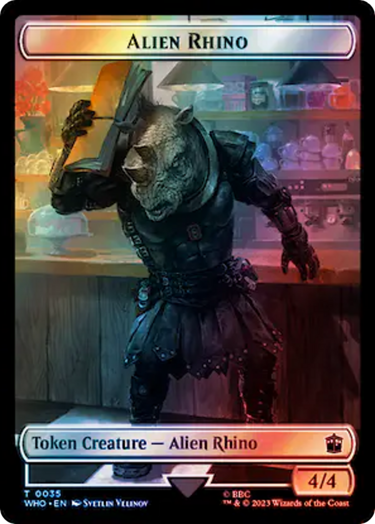 Alien Rhino // Treasure (0061) Double-Sided Token (Surge Foil) [Doctor Who Tokens] | Card Citadel