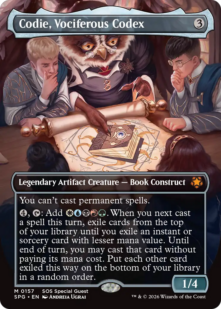 Codie, Vociferous Codex (Borderless) [Secrets of Strixhaven Special Guests] | Card Citadel