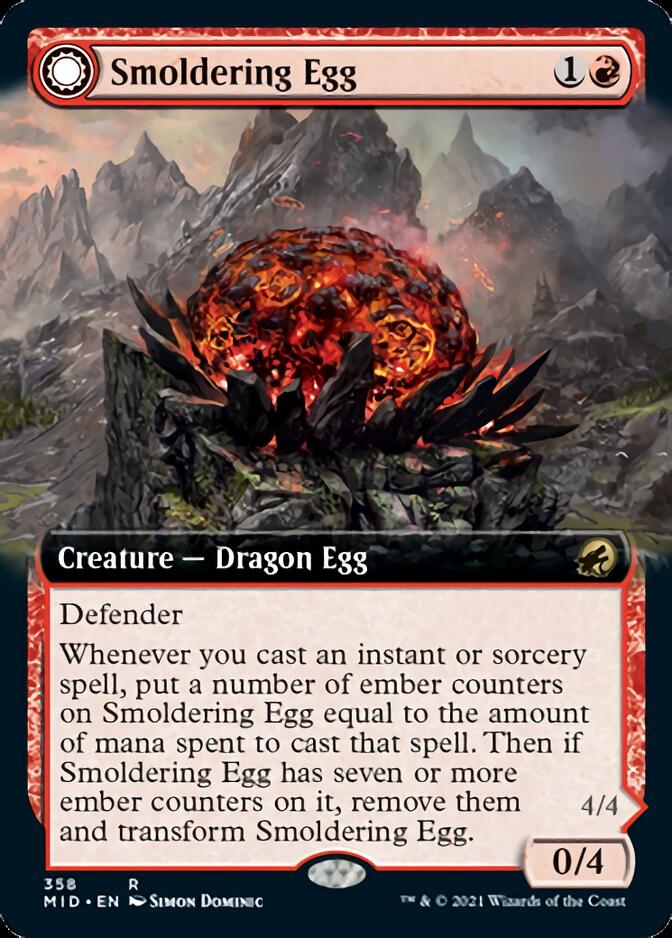 Smoldering Egg // Ashmouth Dragon (Extended Art) [Innistrad: Midnight Hunt] | Card Citadel