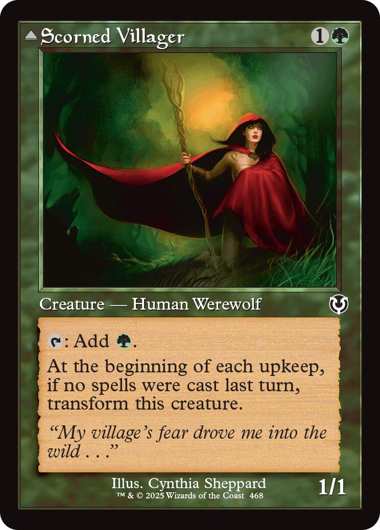 Scorned Villager // Scrounged Scythe (Retro Frame) [Innistrad Remastered] | Card Citadel